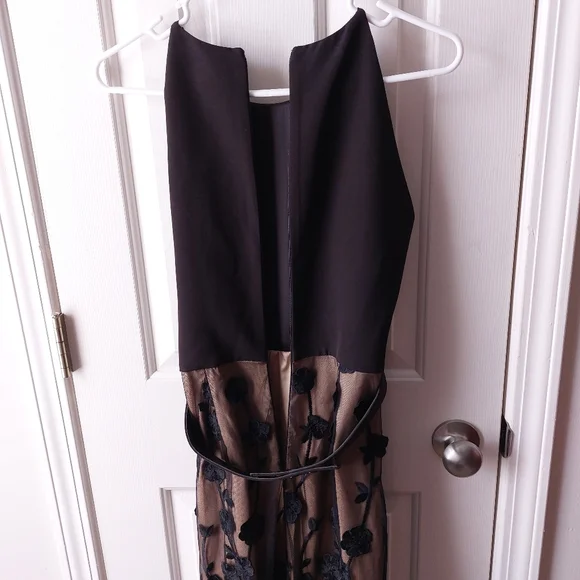 Belle Badgley Mischka (Wesley Dress) - NWT Black Formal Dress W/ Tan Lace Skirt - Picture 7 of 8